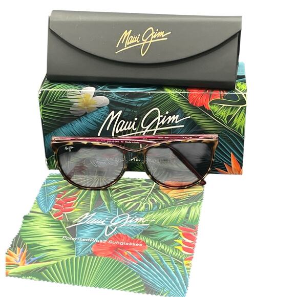 Maui Jim Polarized Ocean Cat Eye Sunglasses in Tortoise Raspberry MJ0723S-002 - Picture 3 of 9